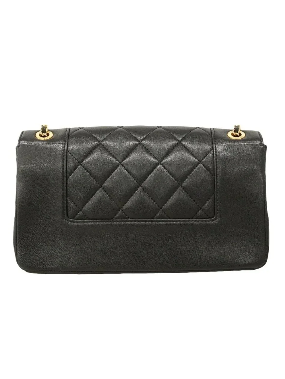 Chanel Shoulder Bag Mademoiselle Leather Black Gold